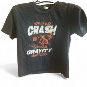 Black Graphic Tee with Motorcycle Print Kids Dirt Biking Motocross T-Shirt Used